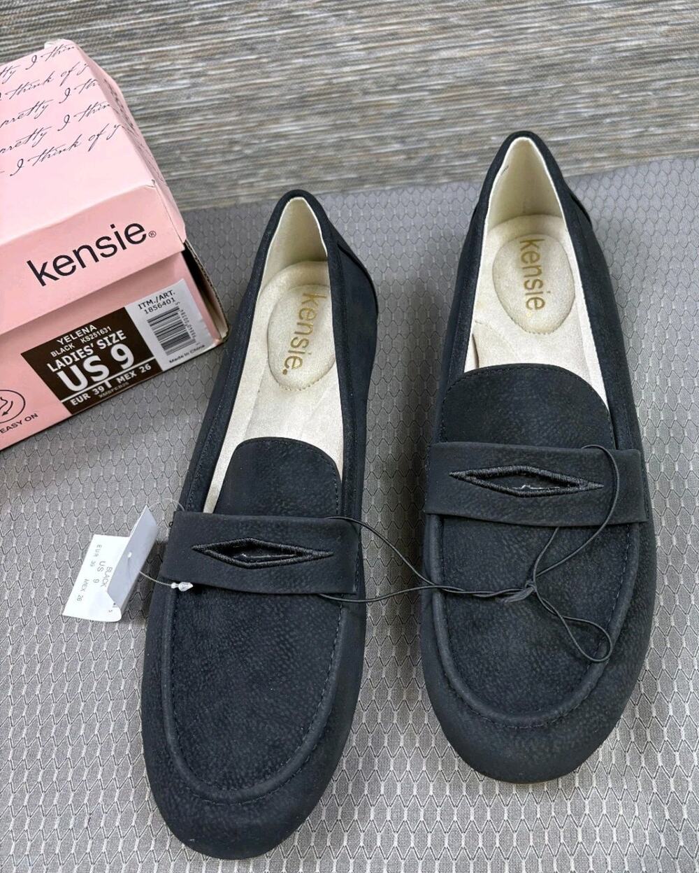 Kensie Womens Yelena Loafers Flats Size 9 Black Slip On Comfort Casual Shoes NEW